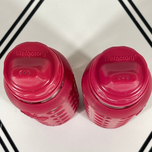 Lifefactory 8-9oz Pink Glass Baby Bottle Sippy Cup Silicone Sleeve Set of 2 - Picture 5 of 9